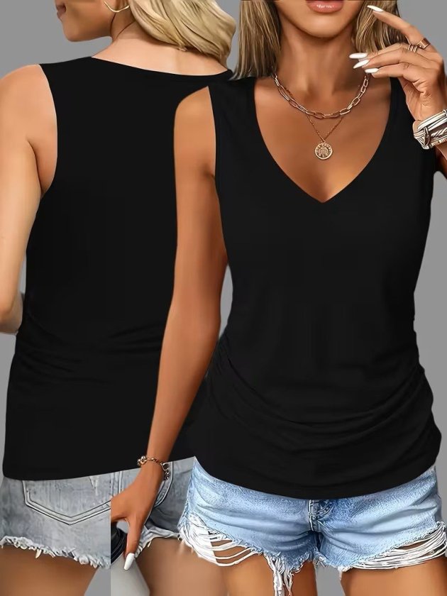 Women's Spaghetti Strap Deep V Neck Viscose Blouse