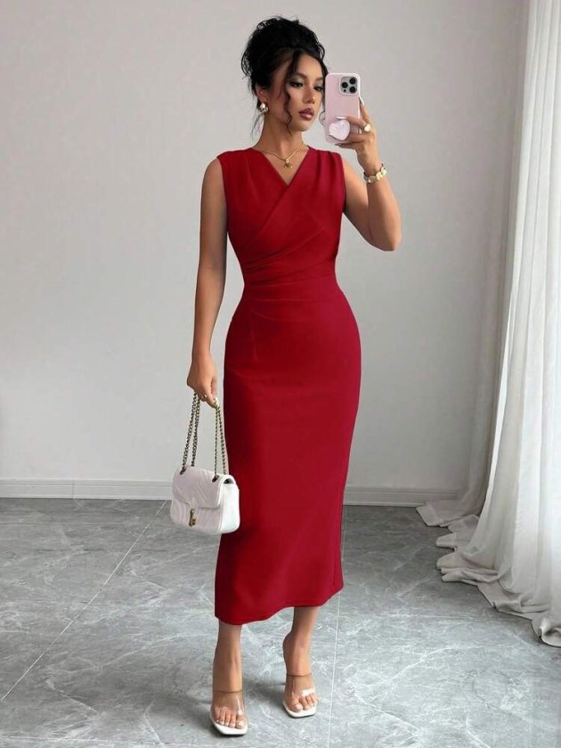 Women's Short Sleeve Mandarin Collar Floral Accessory Detailed Short Imported Crepe Dress