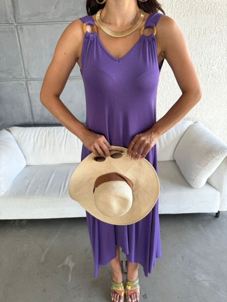 Women's Bell Woven Fabric V-Neck Asymmetric Cut Dress