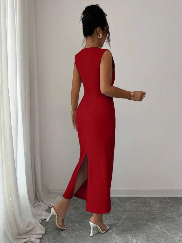 Women's Short Sleeve Mandarin Collar Floral Accessory Detailed Short Imported Crepe Dress