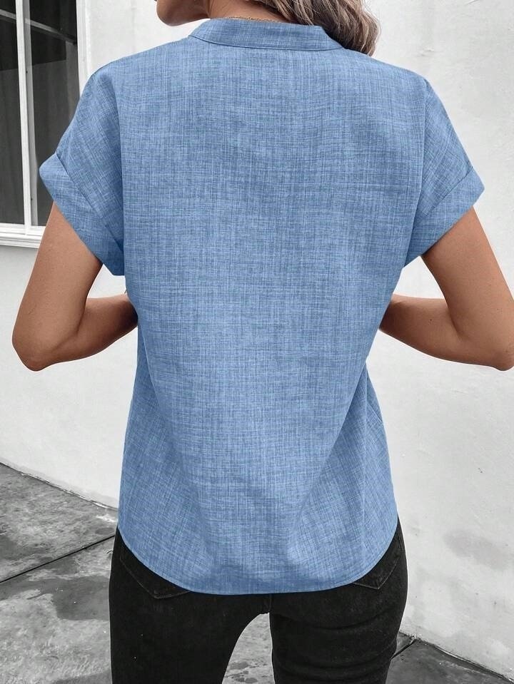 Women's Short Sleeve Mandarin Collar Sofia Blouse