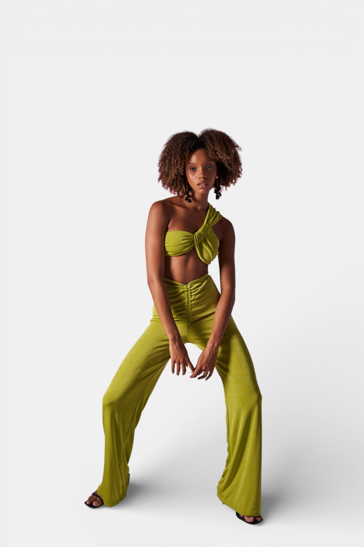 Omuz Detaylı Beatrice Crop Yeşil