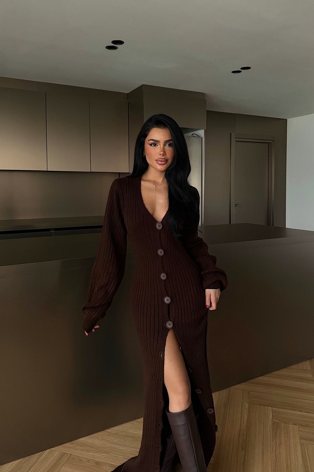 Acı Kahve Ophelie Triko Elbise ATE-4457