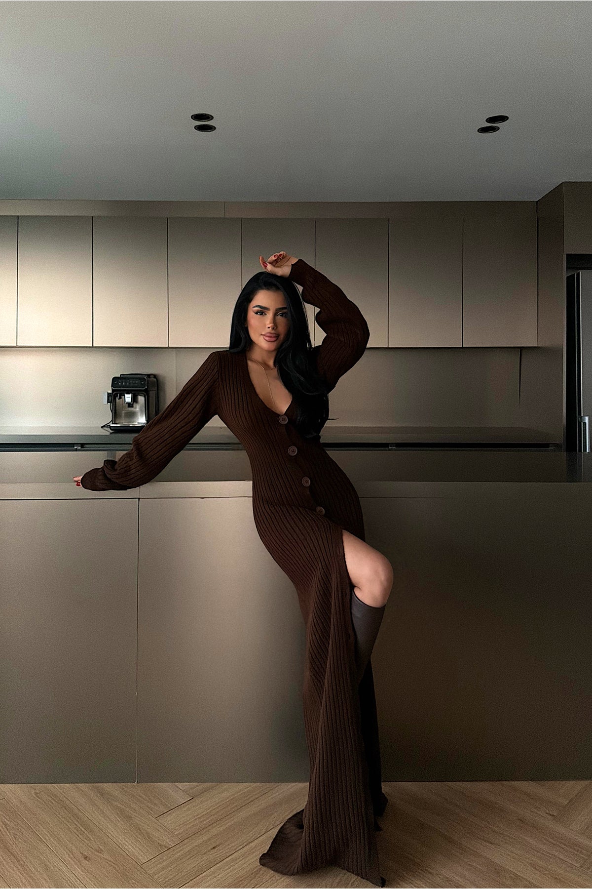 Acı Kahve Ophelie Triko Elbise ATE-4457