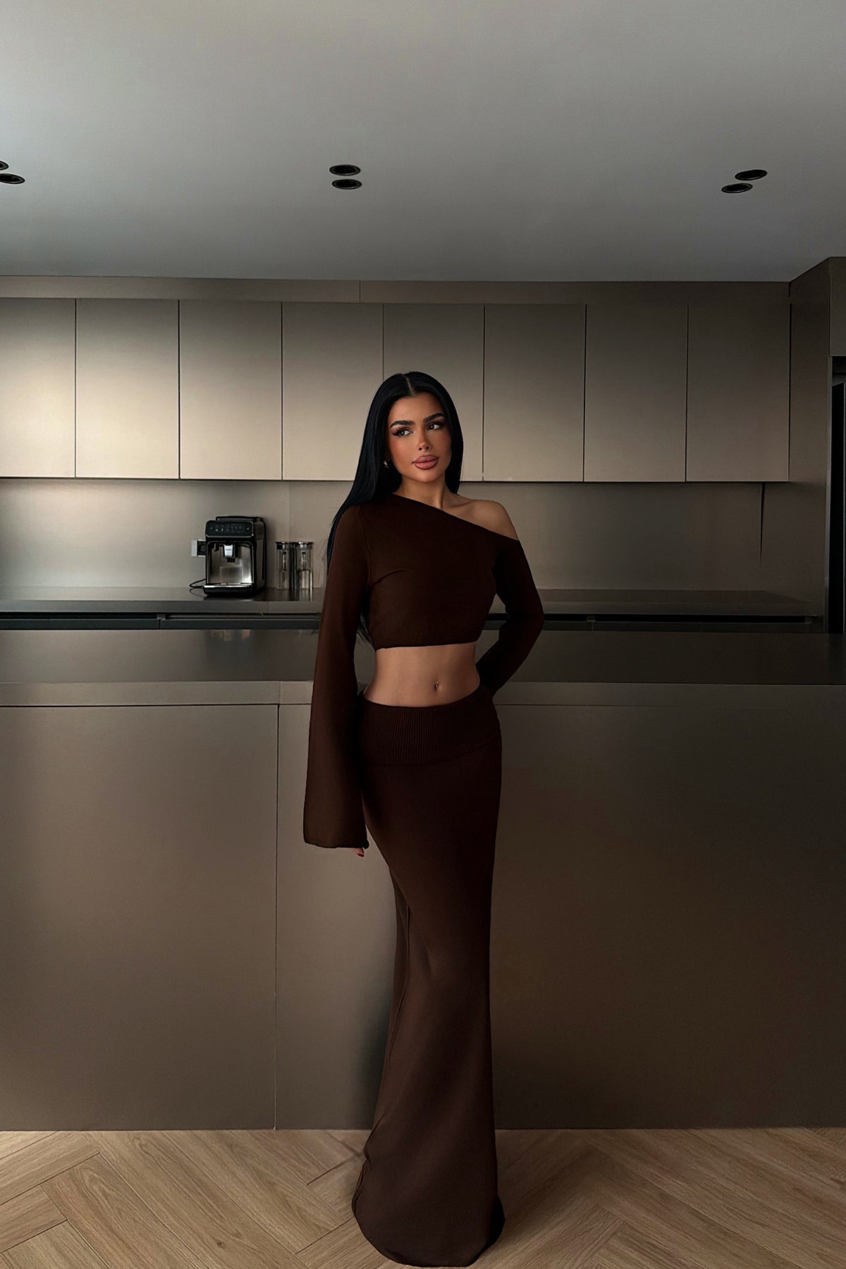 Acı Kahverengi Cashless Triko Takım ATE-4065