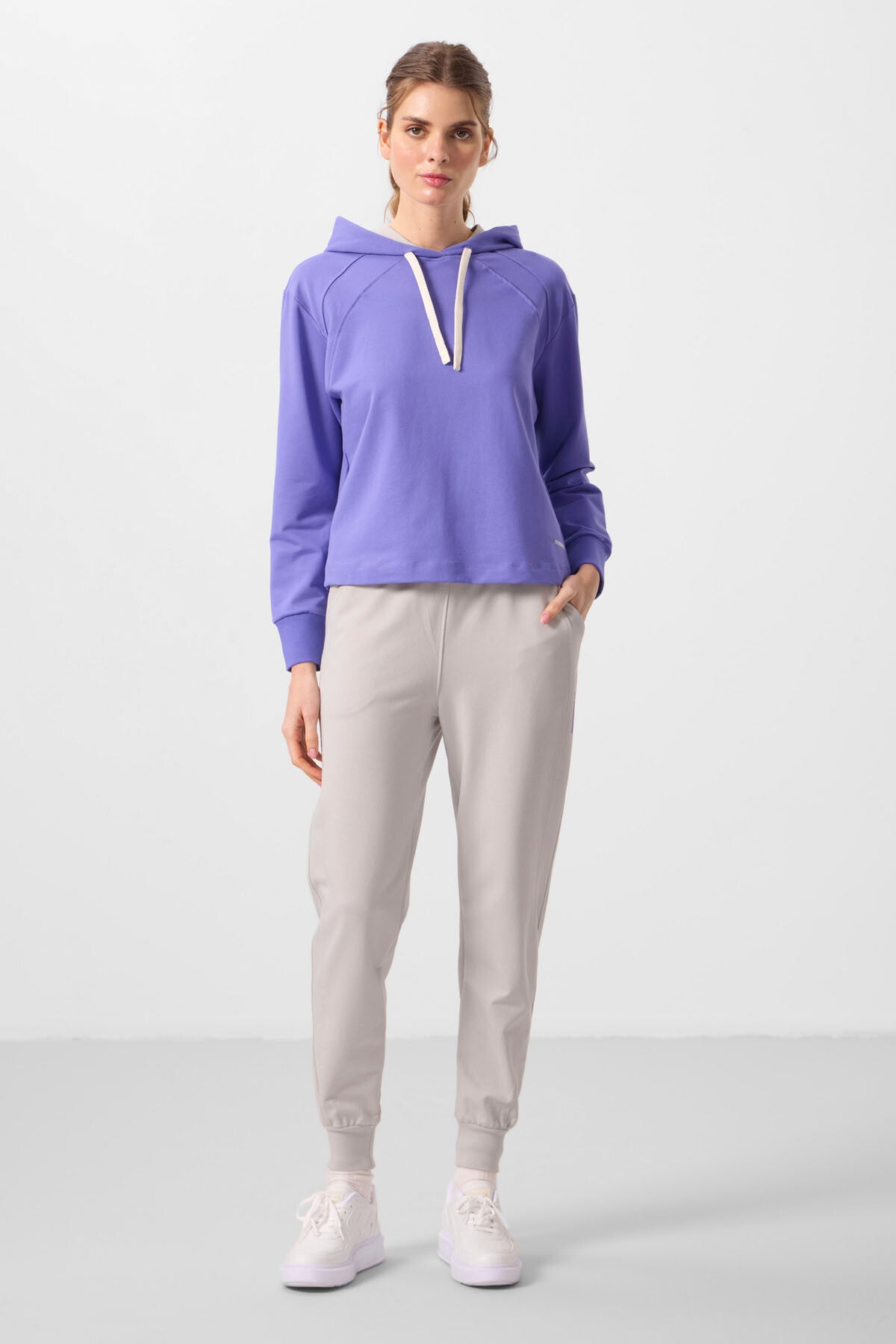 Açık Eflatun-Taş Kapüşonlu Oversize Kadın Eşofman Takım - 95336