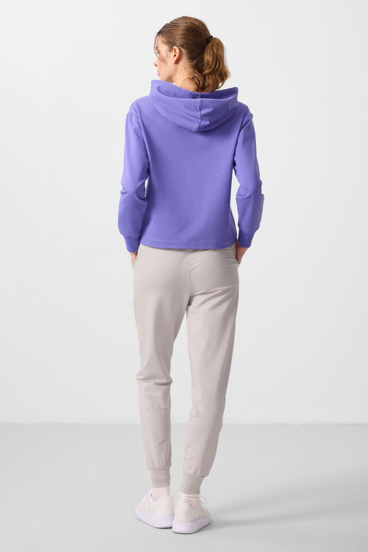 Açık Eflatun-Taş Kapüşonlu Oversize Kadın Eşofman Takım - 95336