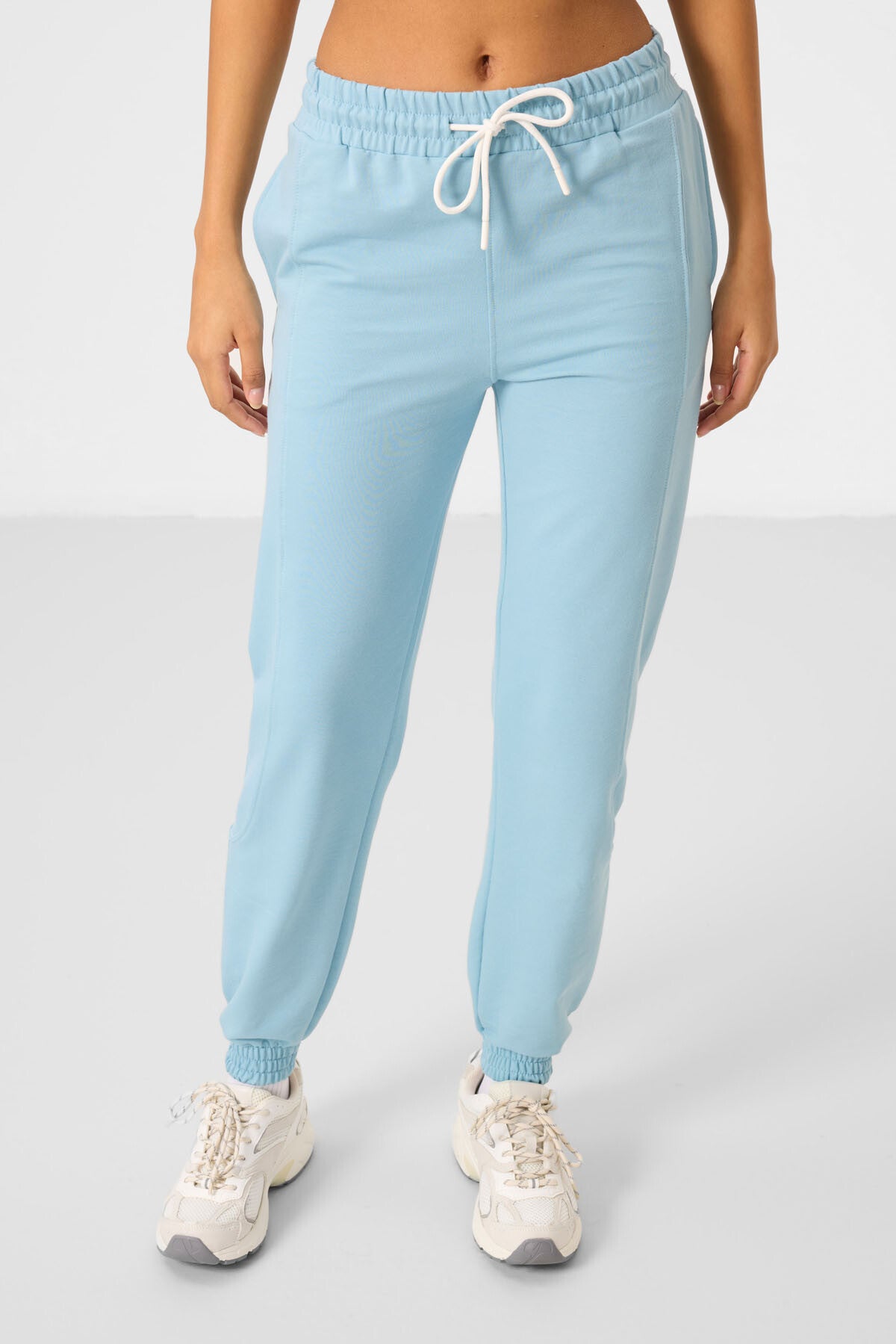 Açık Mavi O Yaka Basic Oversize Kadın Eşofman Tunik Takım - 95347