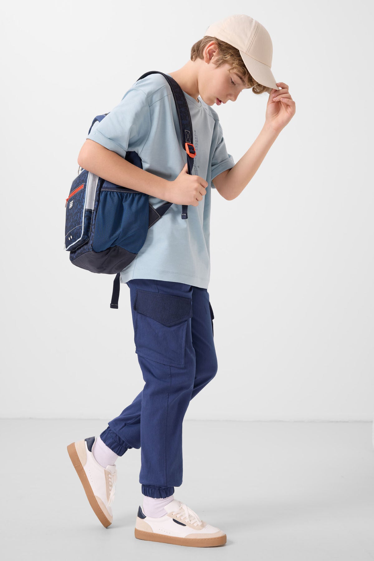 Açık Mavi Pamuklu Yumuşak Dokulu Oversize Baskılı Erkek Çocuk T-Shirt - 11301