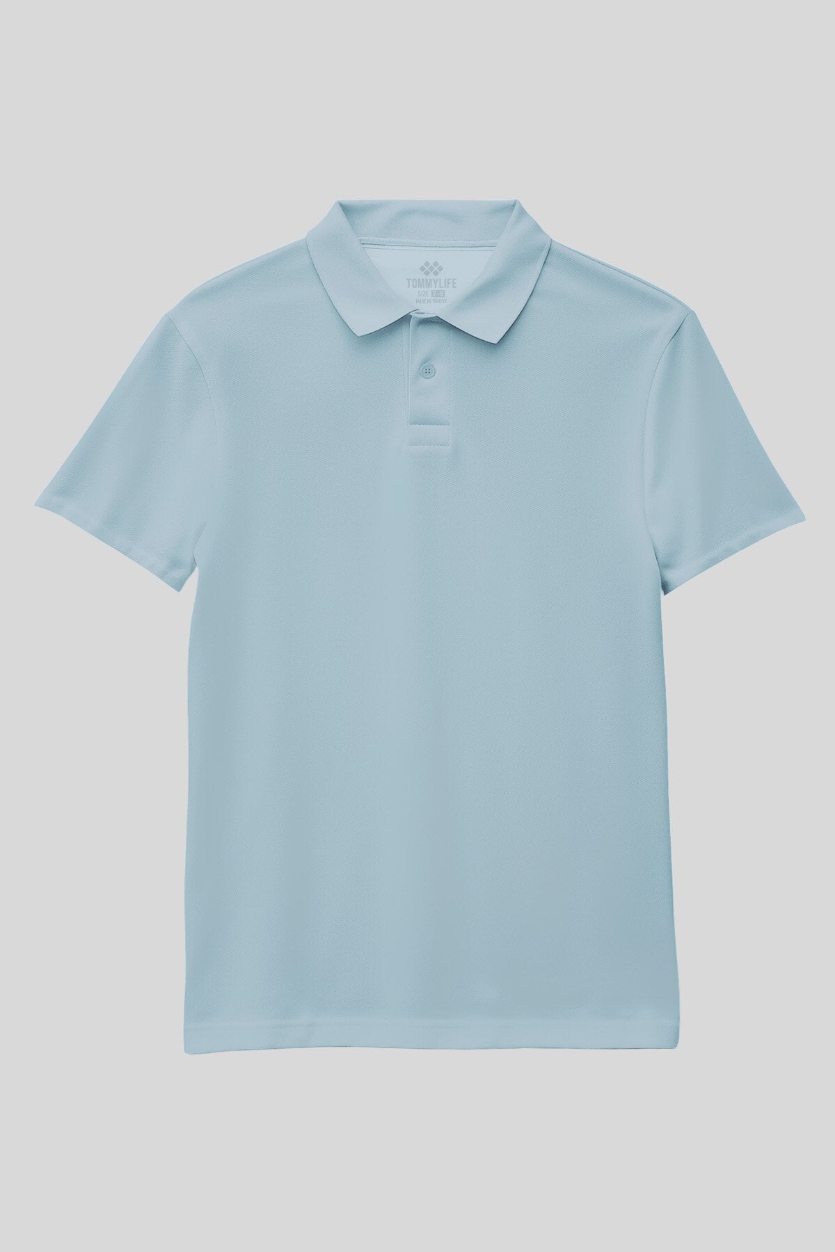 Açık Mavi Polo Yaka Standart Fit Basic Unisex Çocuk T-Shirt - 11330