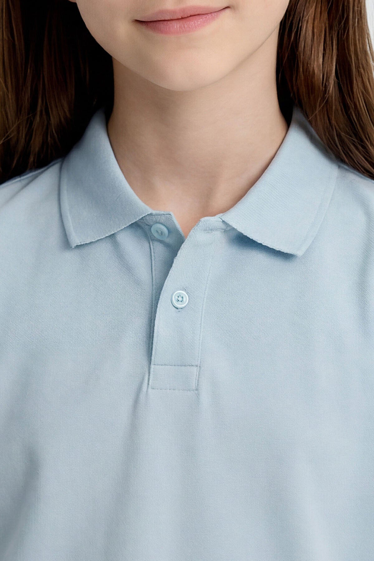 Açık Mavi Polo Yaka Standart Fit Basic Unisex Çocuk T-Shirt - 11330