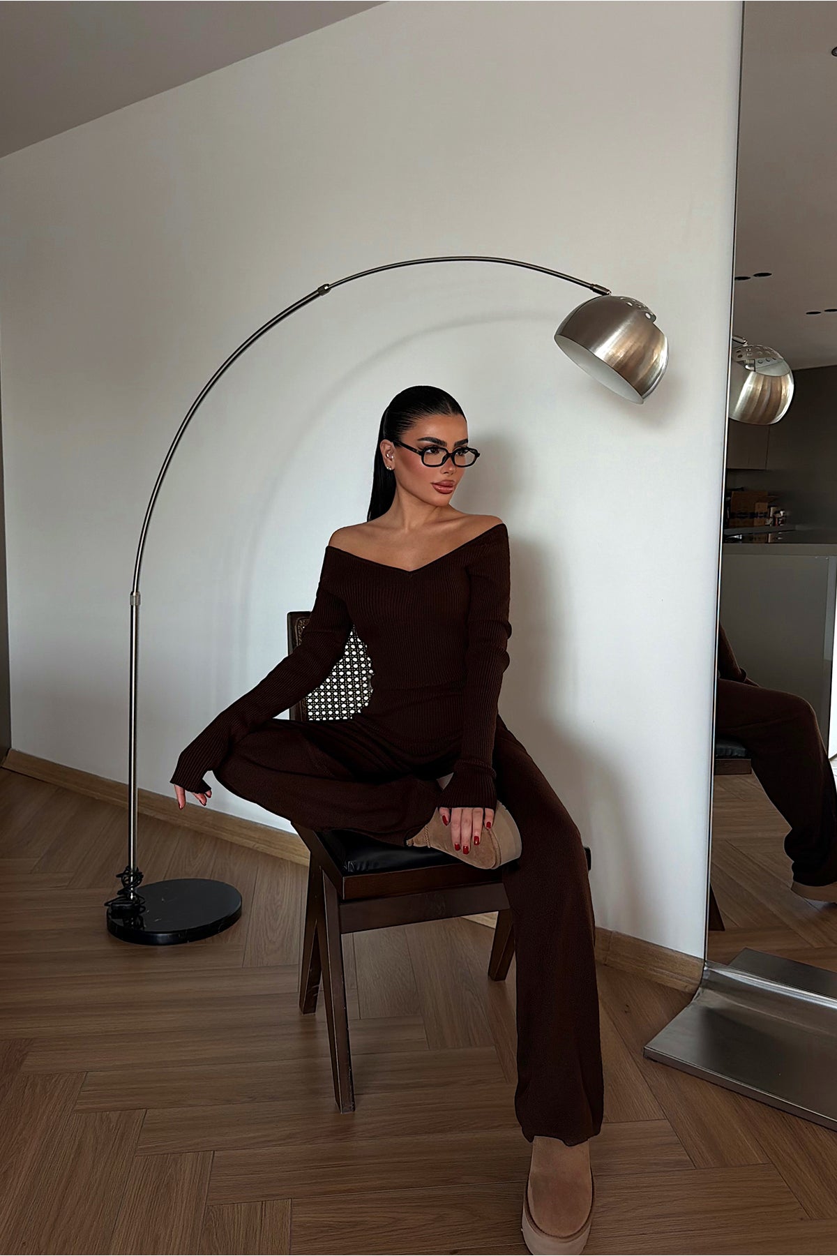 Acı kahve Bowie triko takım ATE-4275