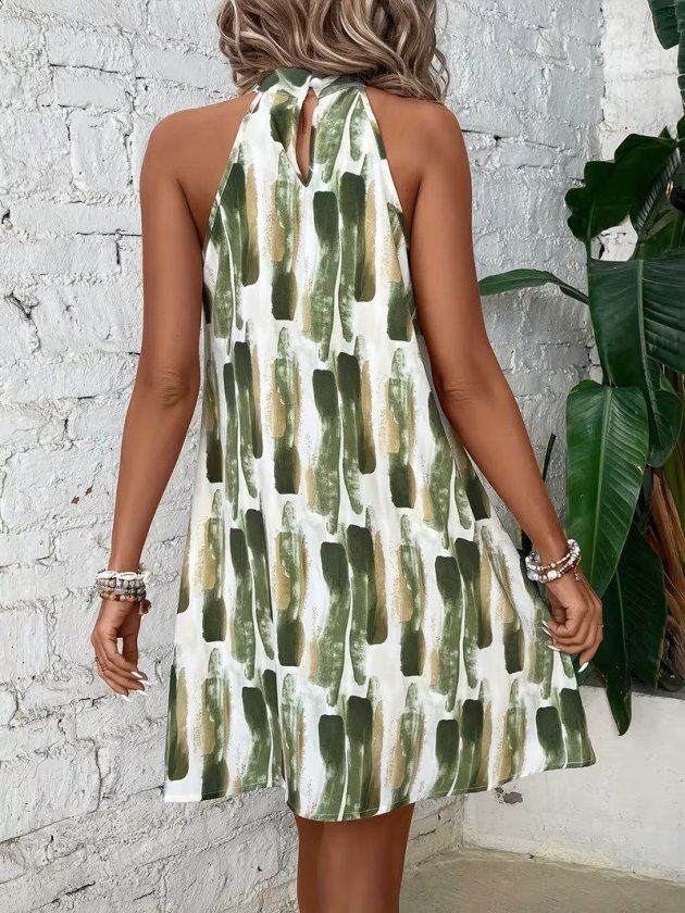 Women's Off-Shoulder Raglan Sleeve Ring Neck Detailed Patterned Short Supreme Dress