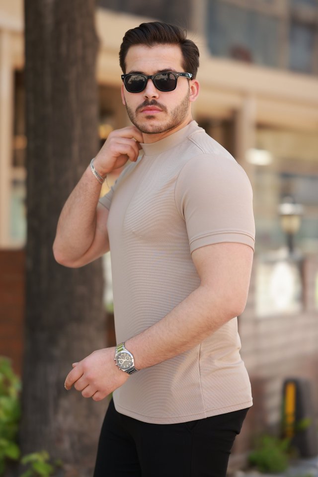Men's Half Turtleneck Short Sleeve T-shirt
