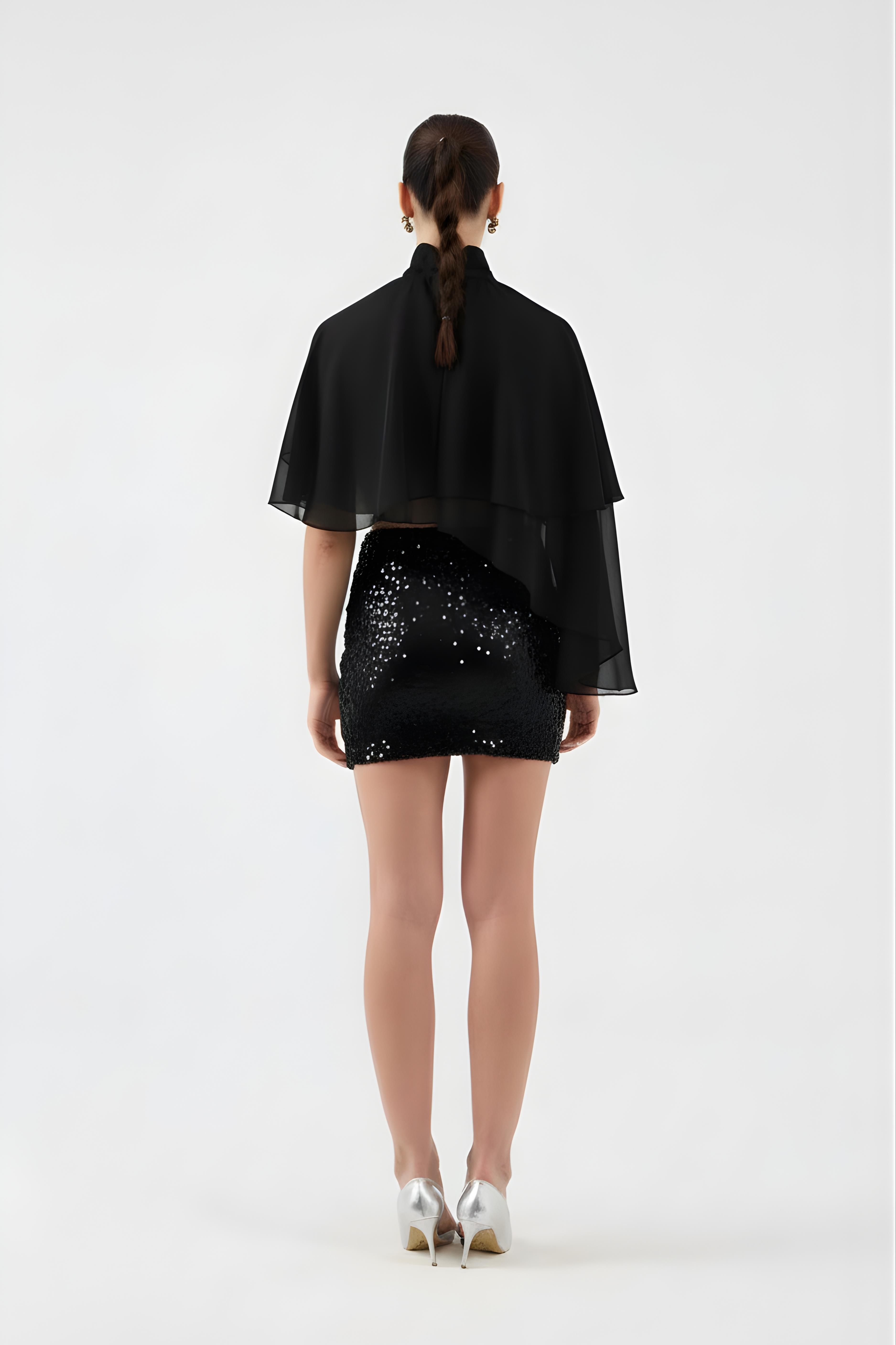 Payetli Mini Harley Etek Siyah