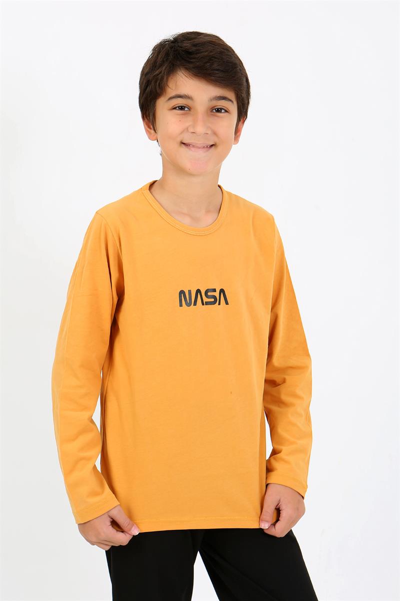 Akbeniz Erkek Çocuk Uzun Kol Penye Pijama Takım 20438 Sarı