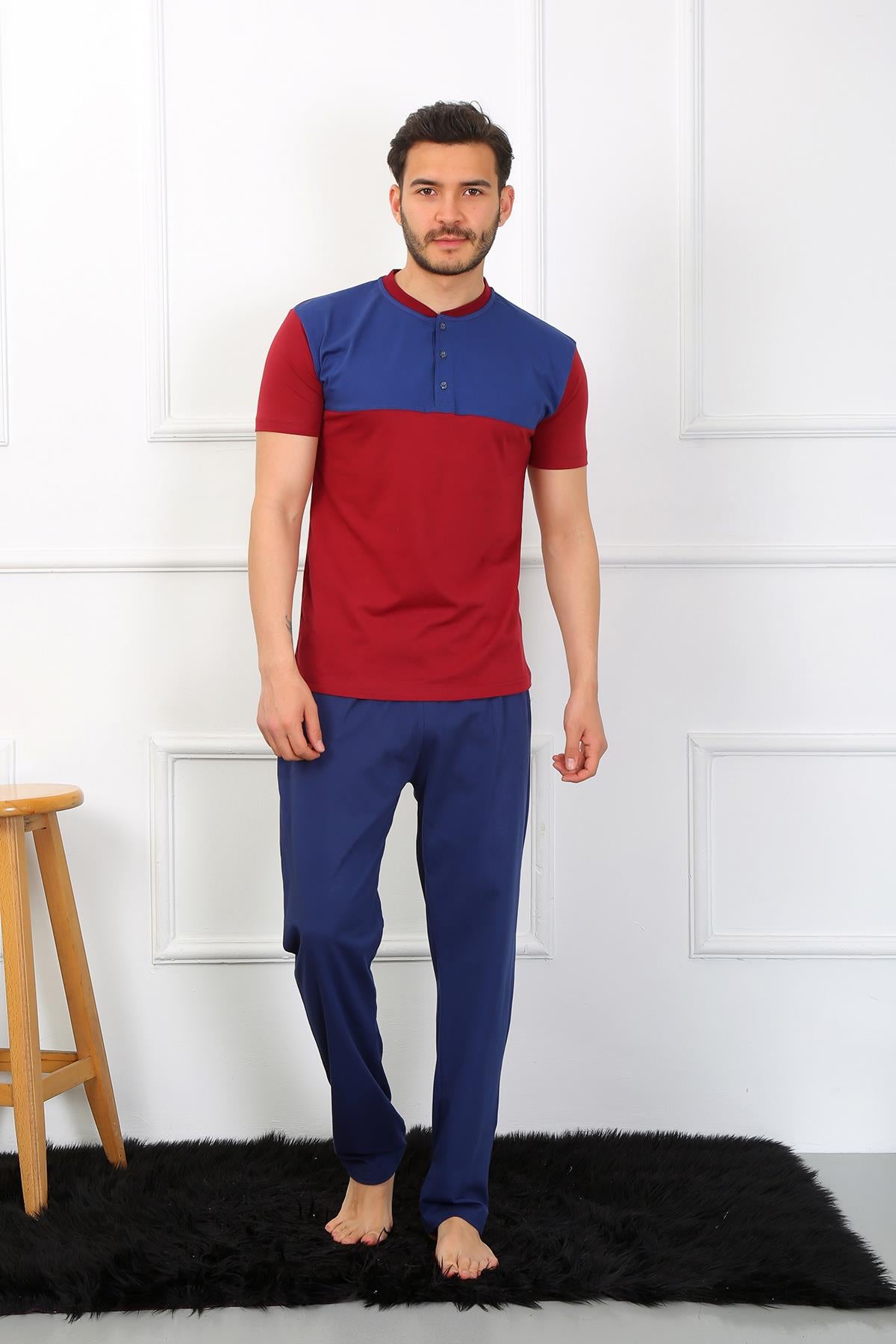 Akbeniz Erkek Penye 3'lü Parlamentmavi Parçalı Pijama Takımı 6823
