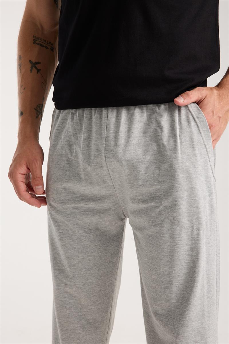 Akbeniz Erkek Siyah Düğmeli Yaka Kısa Kol Pijama Takımı