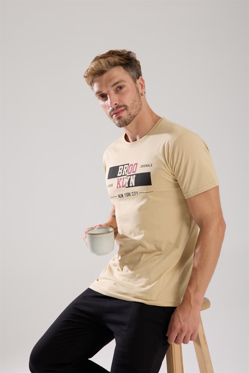 Akbeniz Erkek Ten Rengi Kısa Kol Pijama Takımı