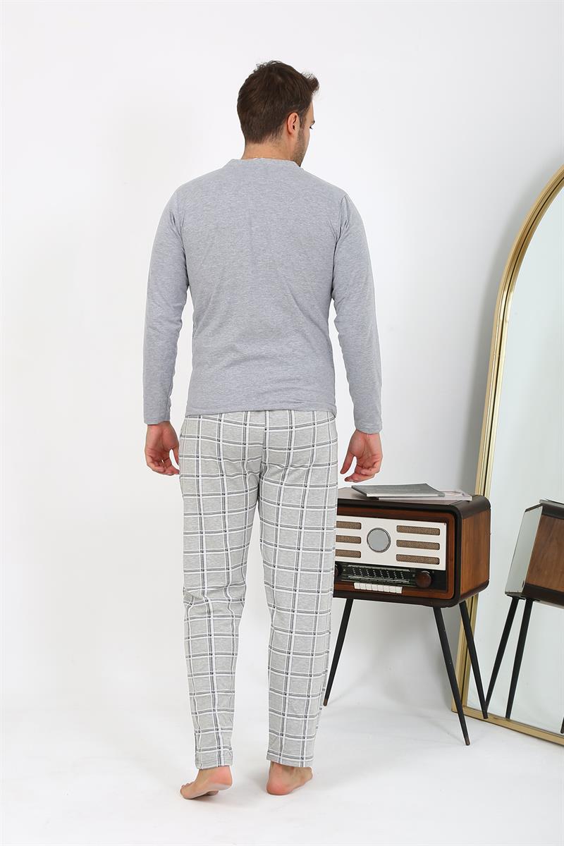 Akbeniz Erkek Uzun Kol Penye Gri Pijama Takımı 6861