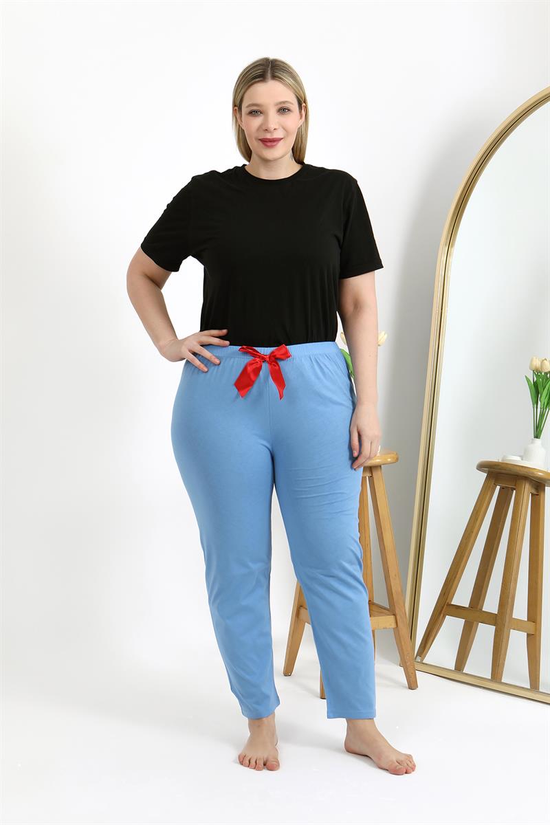 Akbeniz Kadın Pamuklu Büyük Beden Alt Pijama 27559 Mavi