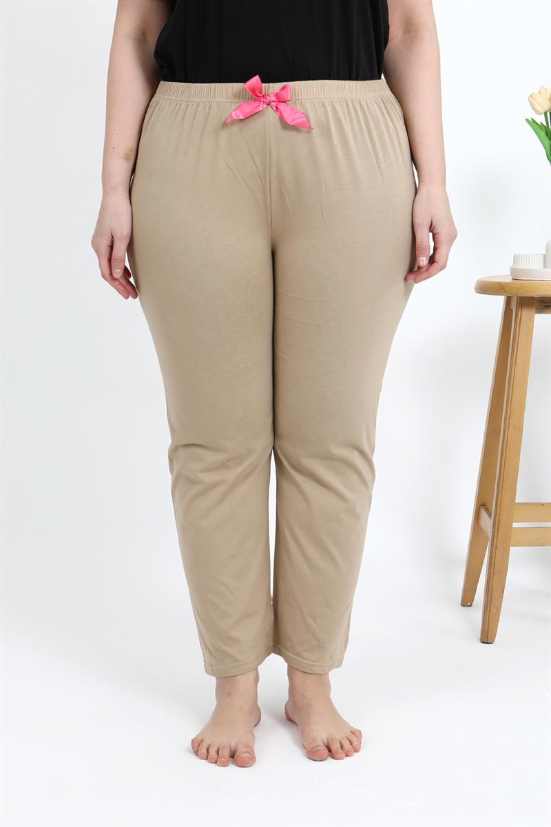 Akbeniz Kadın Pamuklu Büyük Beden Alt Pijama 27559 Bej