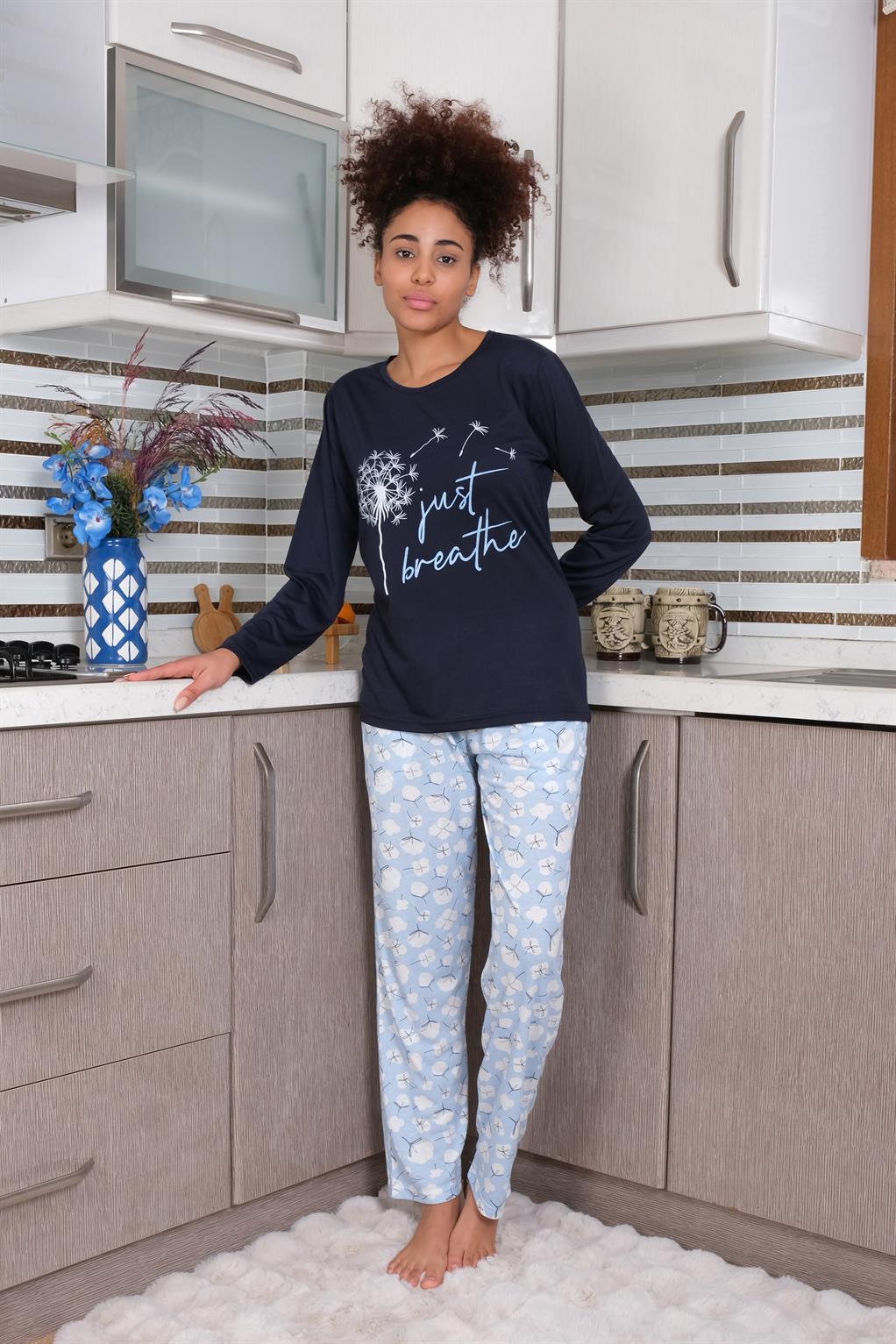 Akbeniz Kadın Penye Uzun Kol Pijama Takım 4189