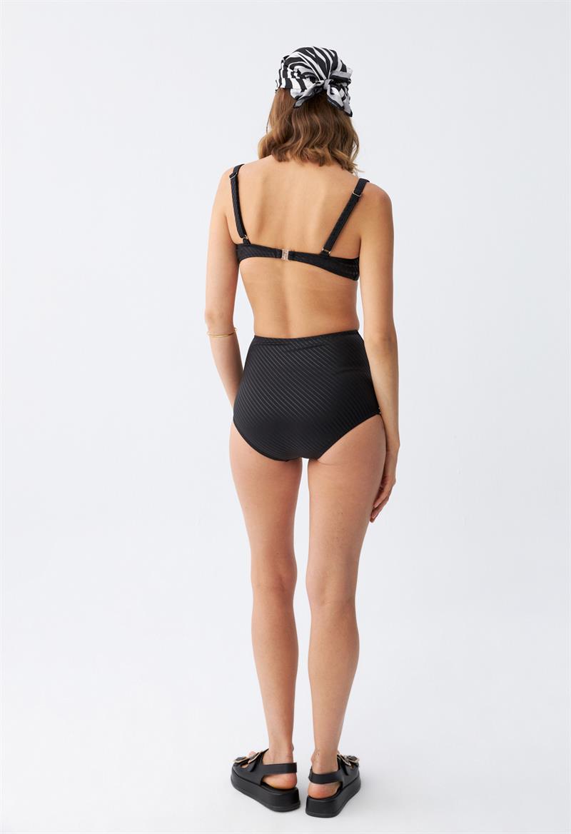 Akbeniz Kadın Siyah Pedli Yüksek Bel Bikini Takımı