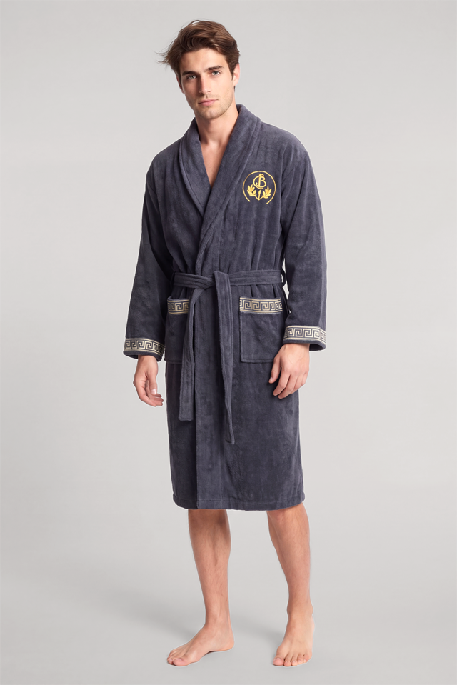Akbeniz Unisex 4 Parça Gri Bornoz Seti