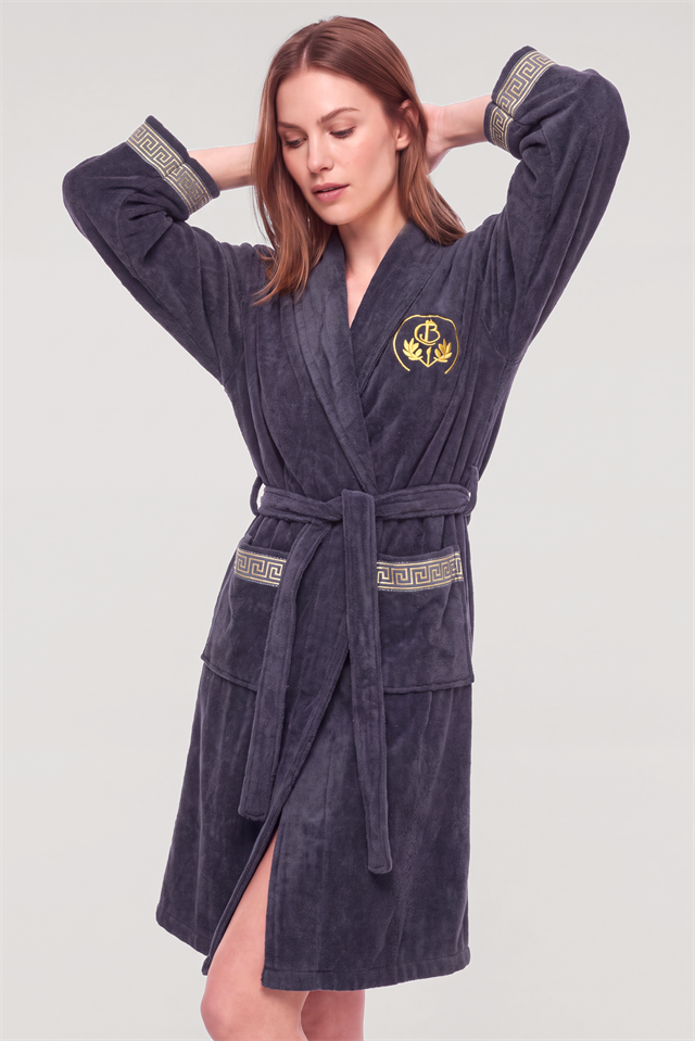 Akbeniz Unisex 4 Parça Gri Bornoz Seti