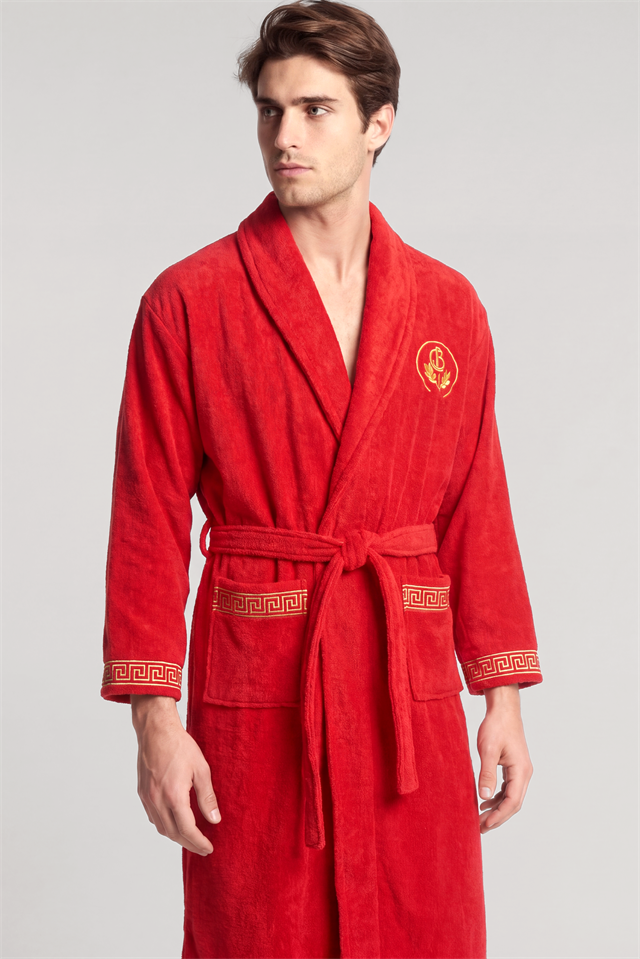 Akbeniz Unisex 4 Parça Kırmızı Bornoz Seti