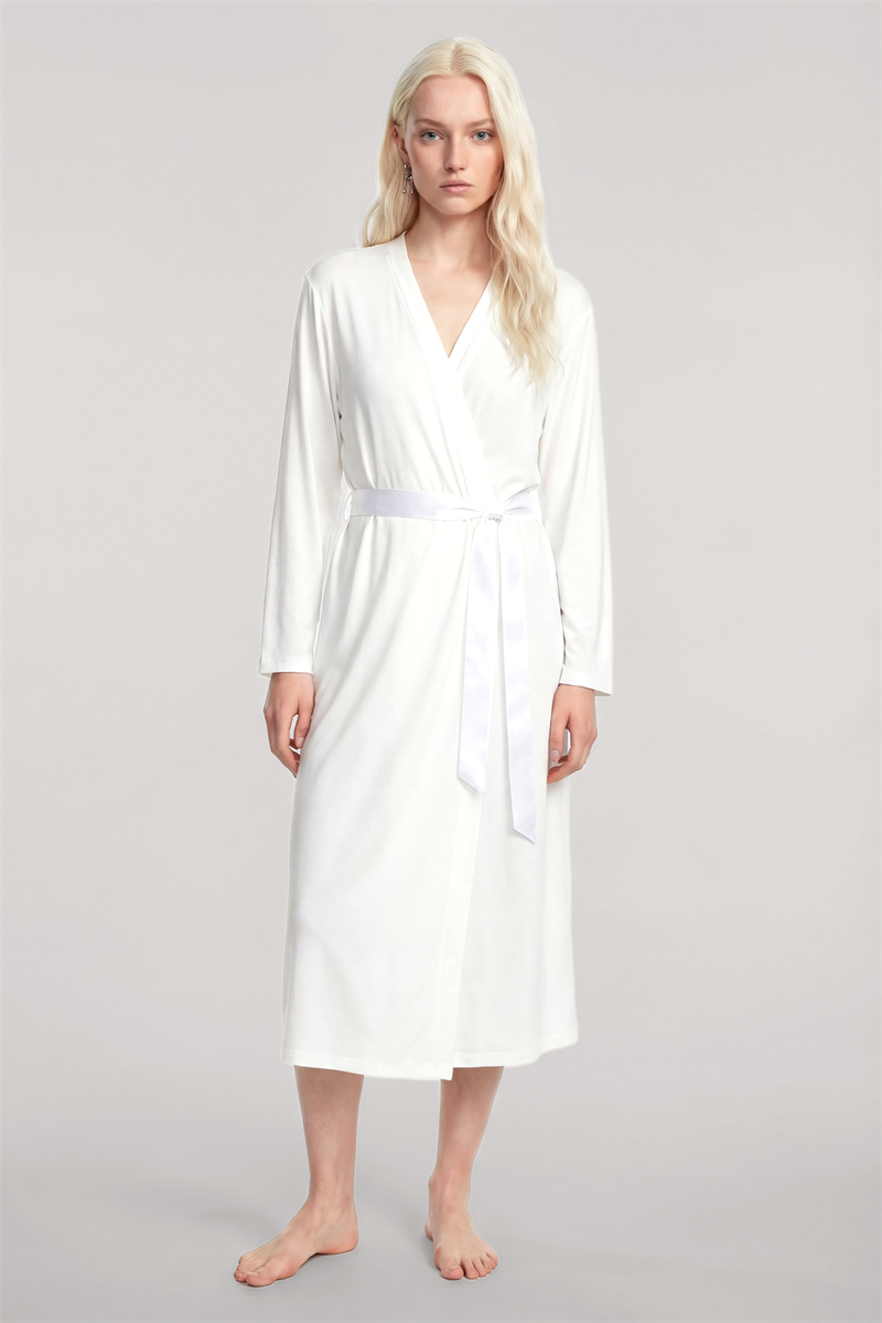 Akbeniz Uzun Kimono 3'lü Takım Ekru