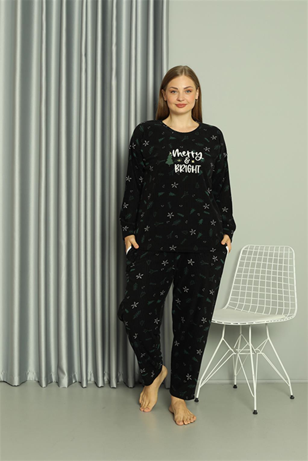 Akbeniz Welsoft Polar Kadın Büyük Beden Pijama Takımı 808043