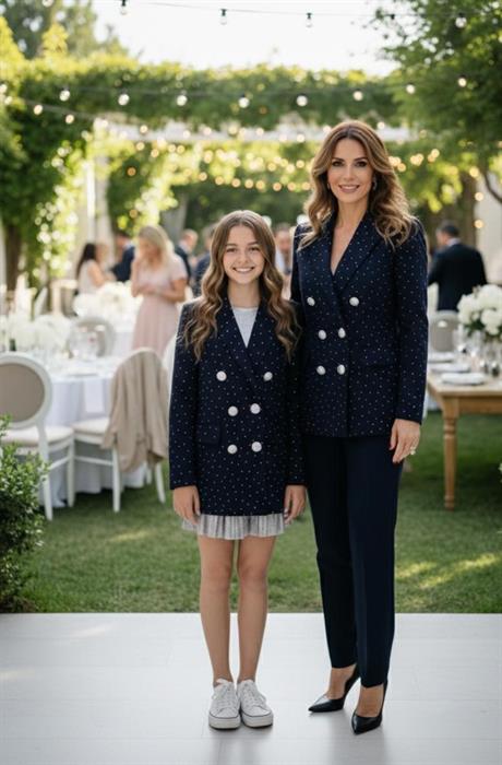 Anne Kız Taş Detaylı Blazer Ceket Lacivert L