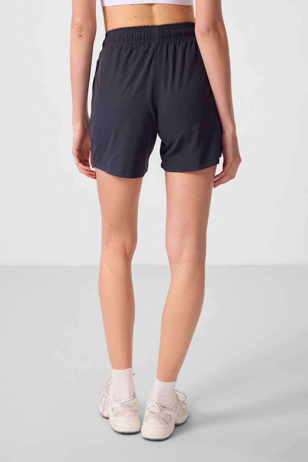 Antrasit Gizli Cep Fermuarlı Rahat Form Kadın Şort - 91014