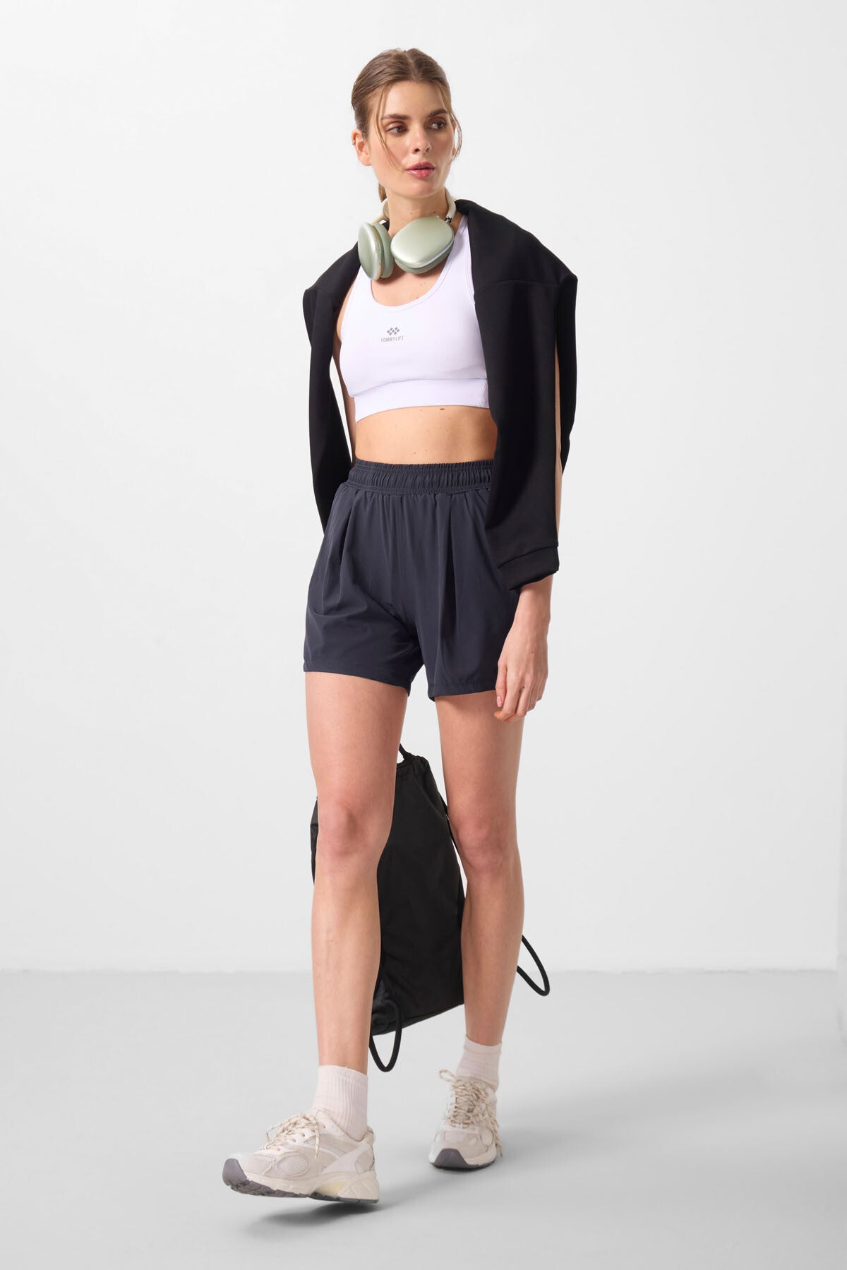 Antrasit Gizli Cep Fermuarlı Rahat Form Kadın Şort - 91014