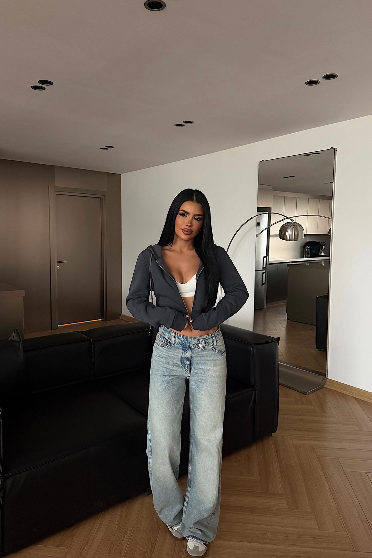 Antrasit Caiden Crop Hırka ATE-4854