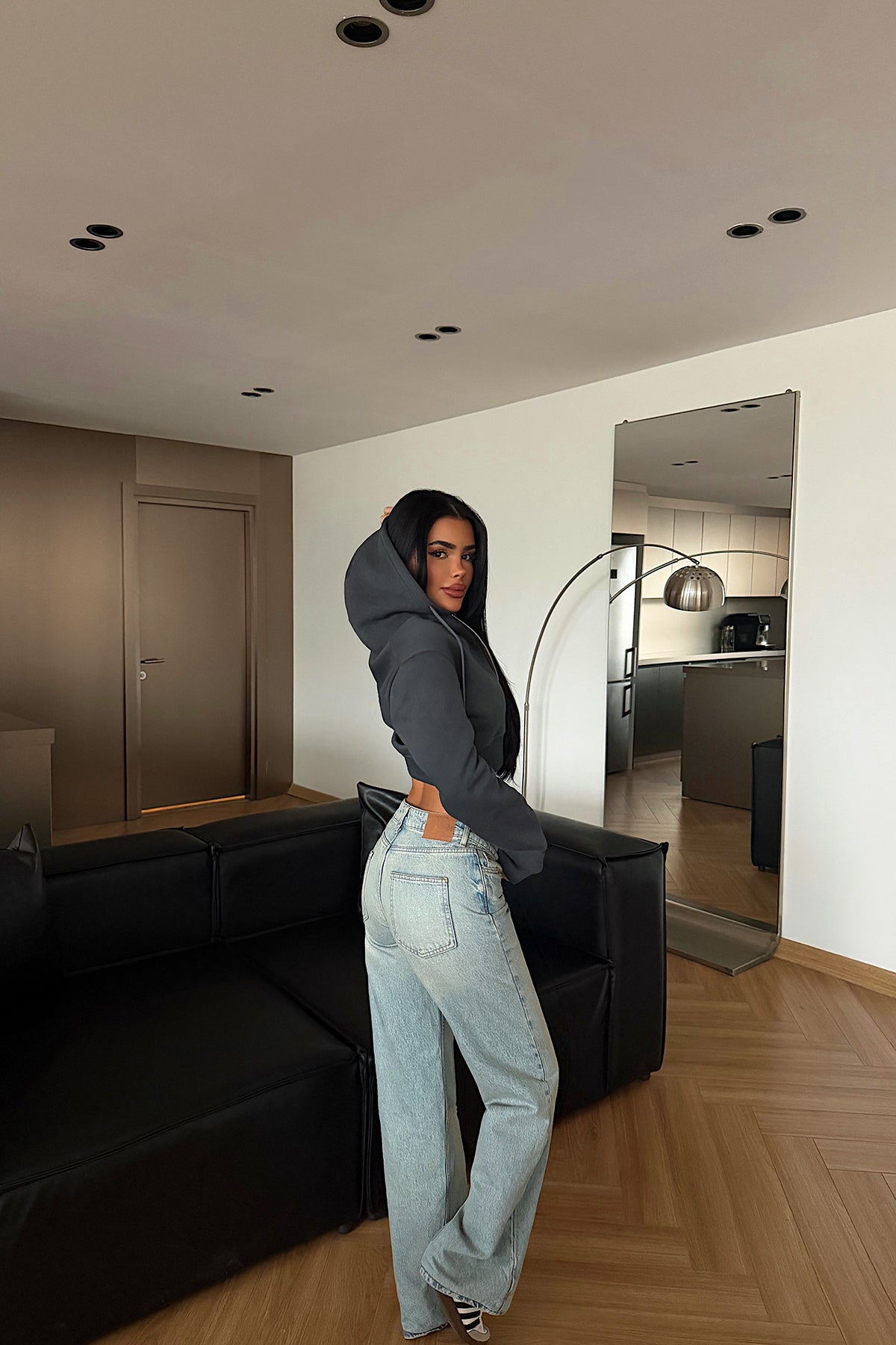 Antrasit Caiden Crop Hırka ATE-4854