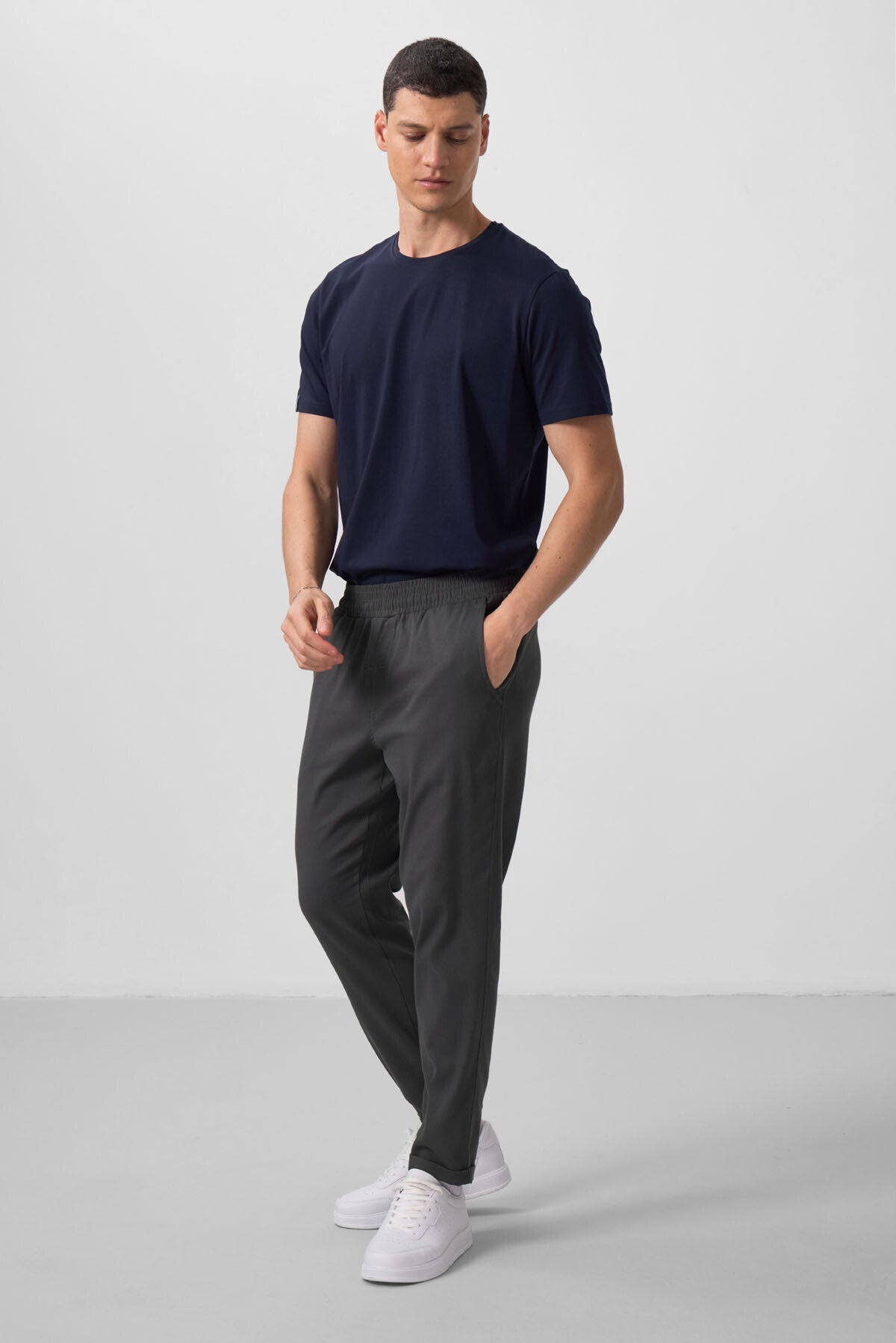 Antrasit Standart Fit Dokuma Hafif Esnek Chino Erkek Pantolon - 82175