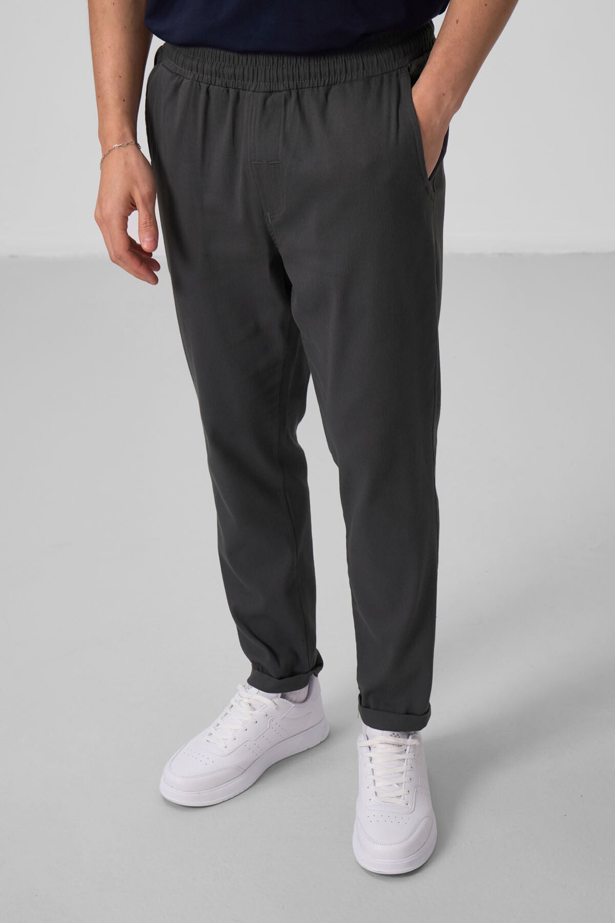 Antrasit Standart Fit Dokuma Hafif Esnek Chino Erkek Pantolon - 82175