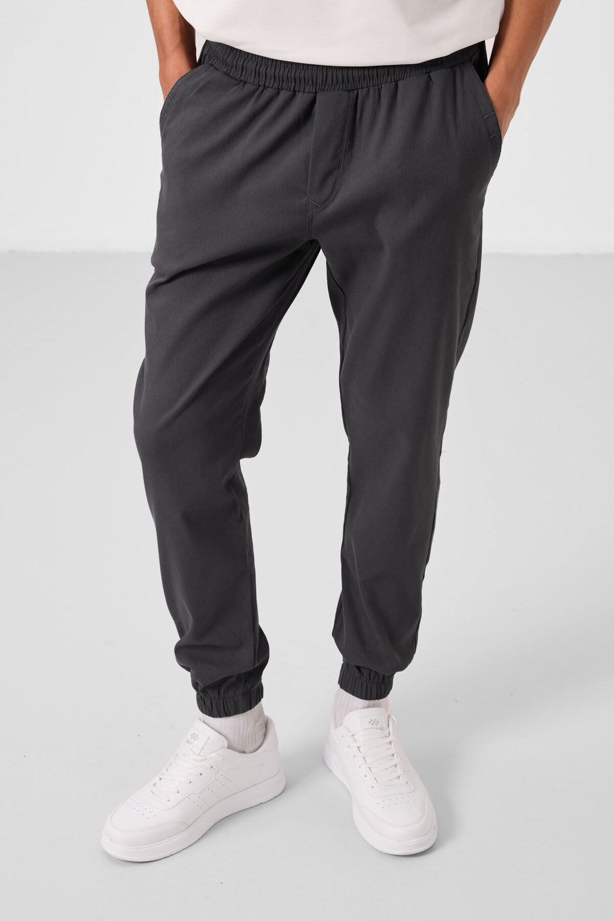 Antrasit Standart Fit Dokuma Hafif Esnek Chino Erkek Pantolon - 82176