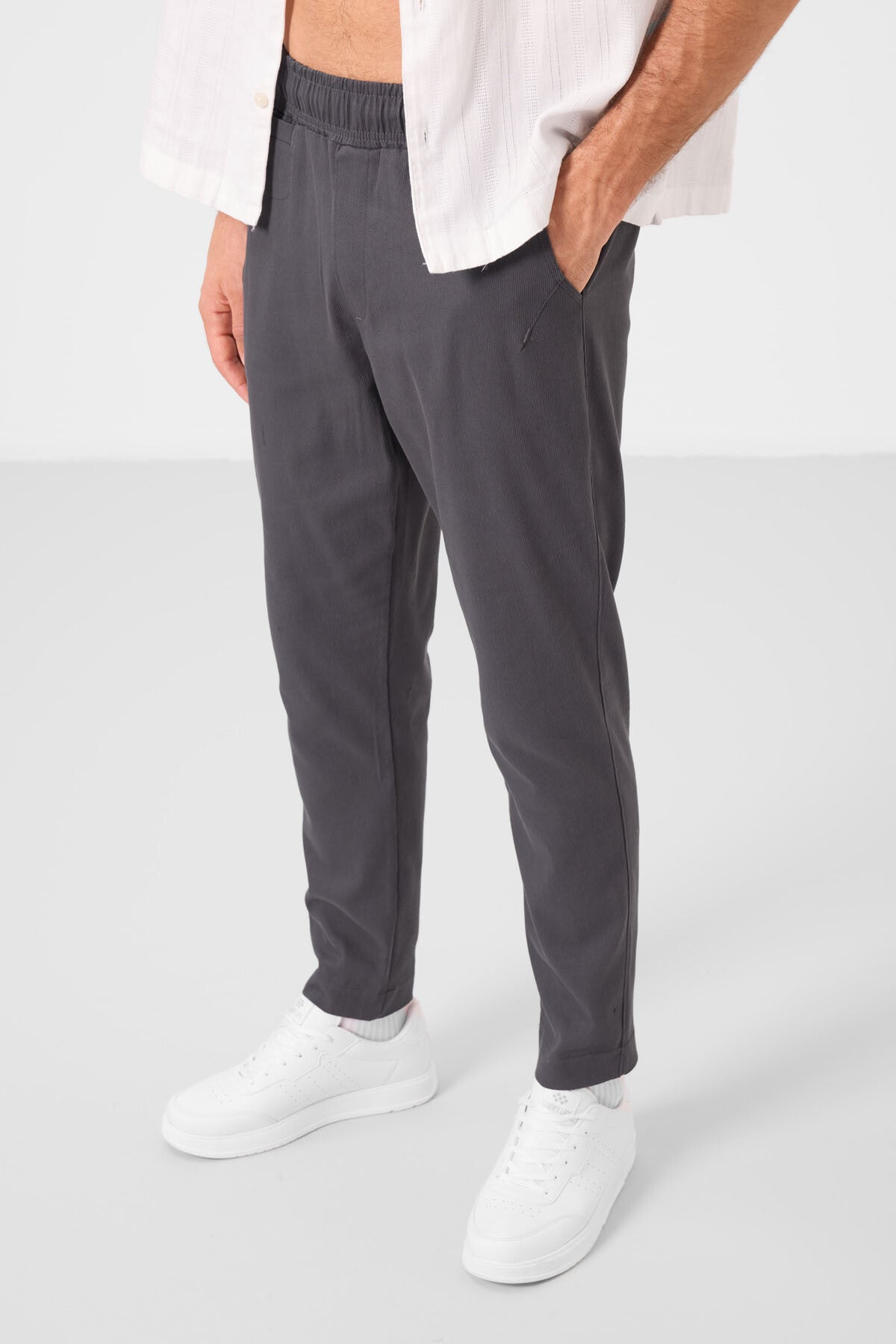 Antrasit Standart Fit Dokuma Hafif Esnek Chino Erkek Pantolon - 82177