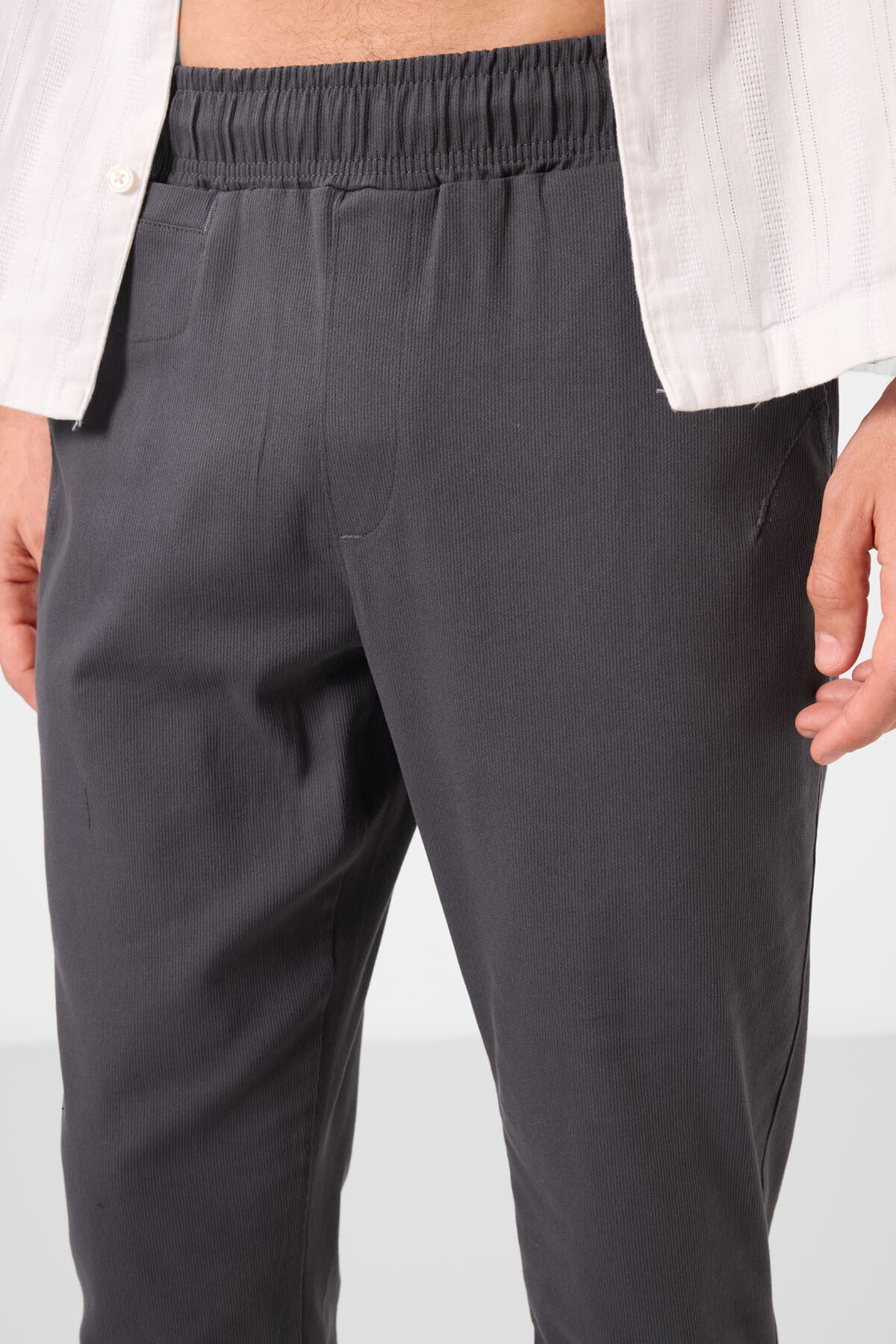 Antrasit Standart Fit Dokuma Hafif Esnek Chino Erkek Pantolon - 82177