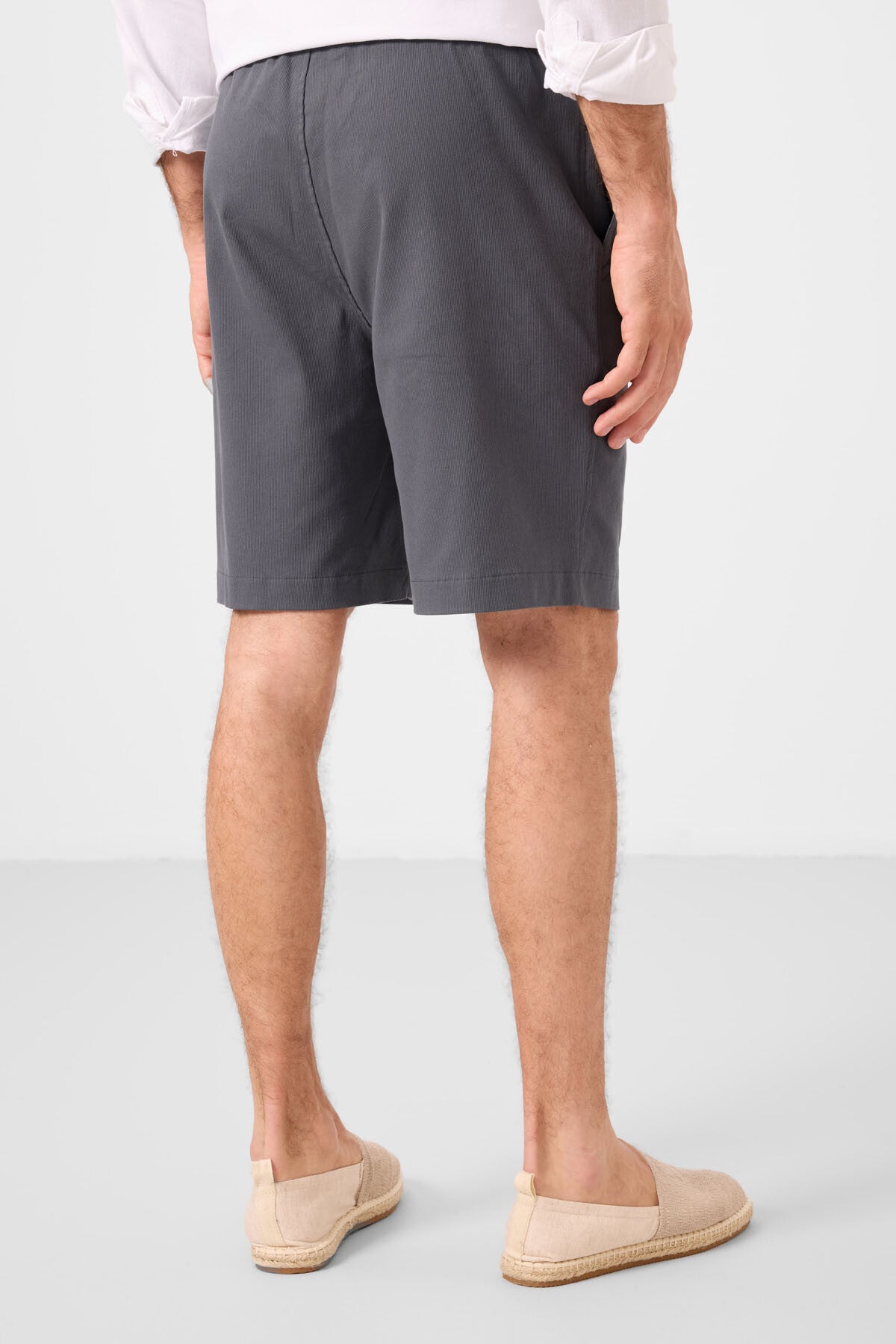 Antrasit Standart Fit Dokuma Hafif Esnek Chino Erkek Şort - 81289