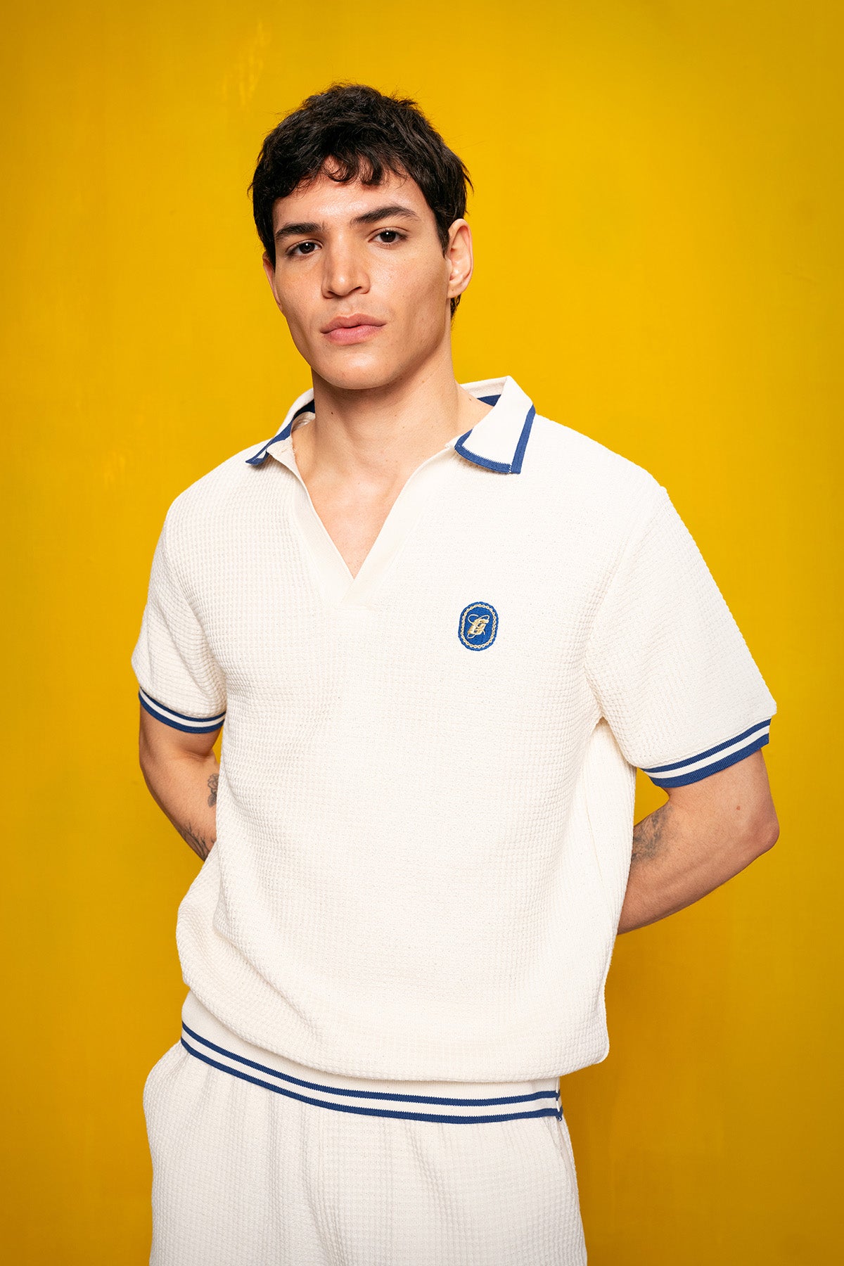 ARMALI POLO YAKA LACİVERT T-SHIRT