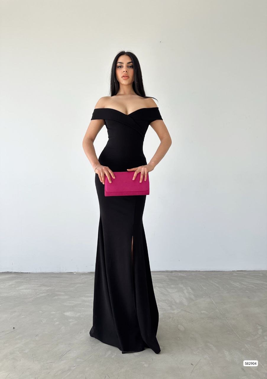 Women's Neoprene Fabric Boat Neck and Décolleté Detail Dress