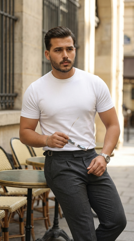 Men's Basic Crew Neck Short Sleeve Knit T-Shirt - 100% Cotton Acrylic