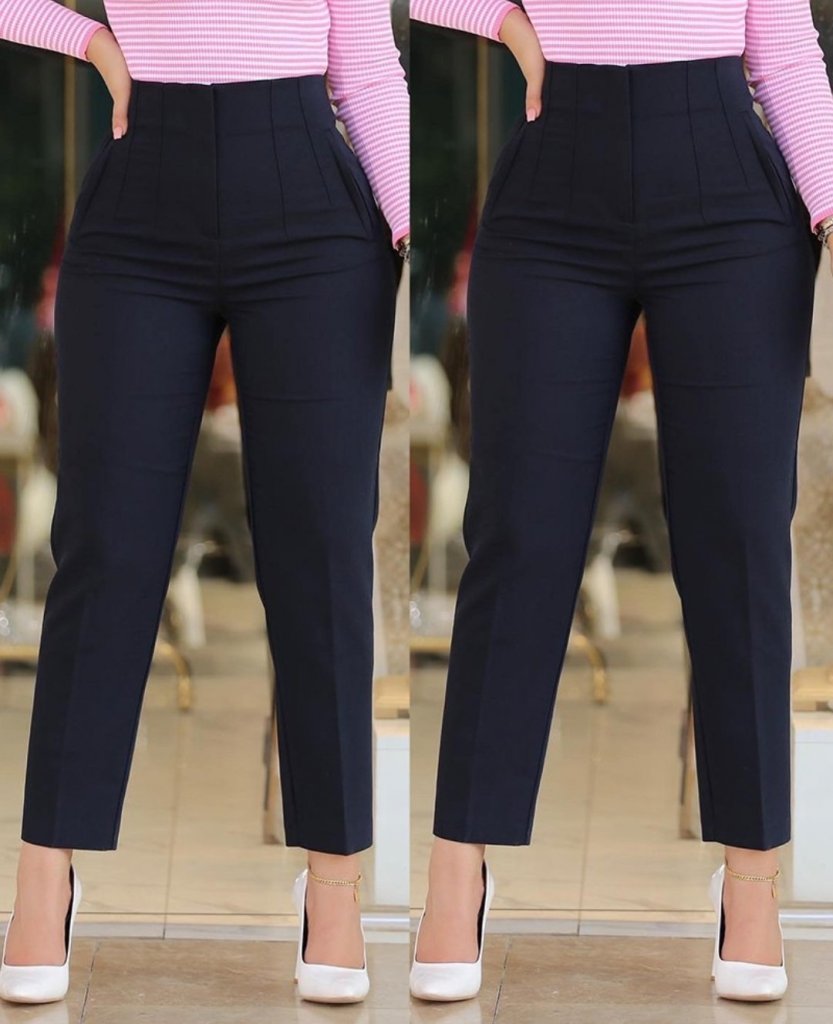 Kadın üste Oturan Paçası Bilek üzerinde Biten Krep Kumaş Kumaş Pantolon 36 (S) - 50 (5XL)
