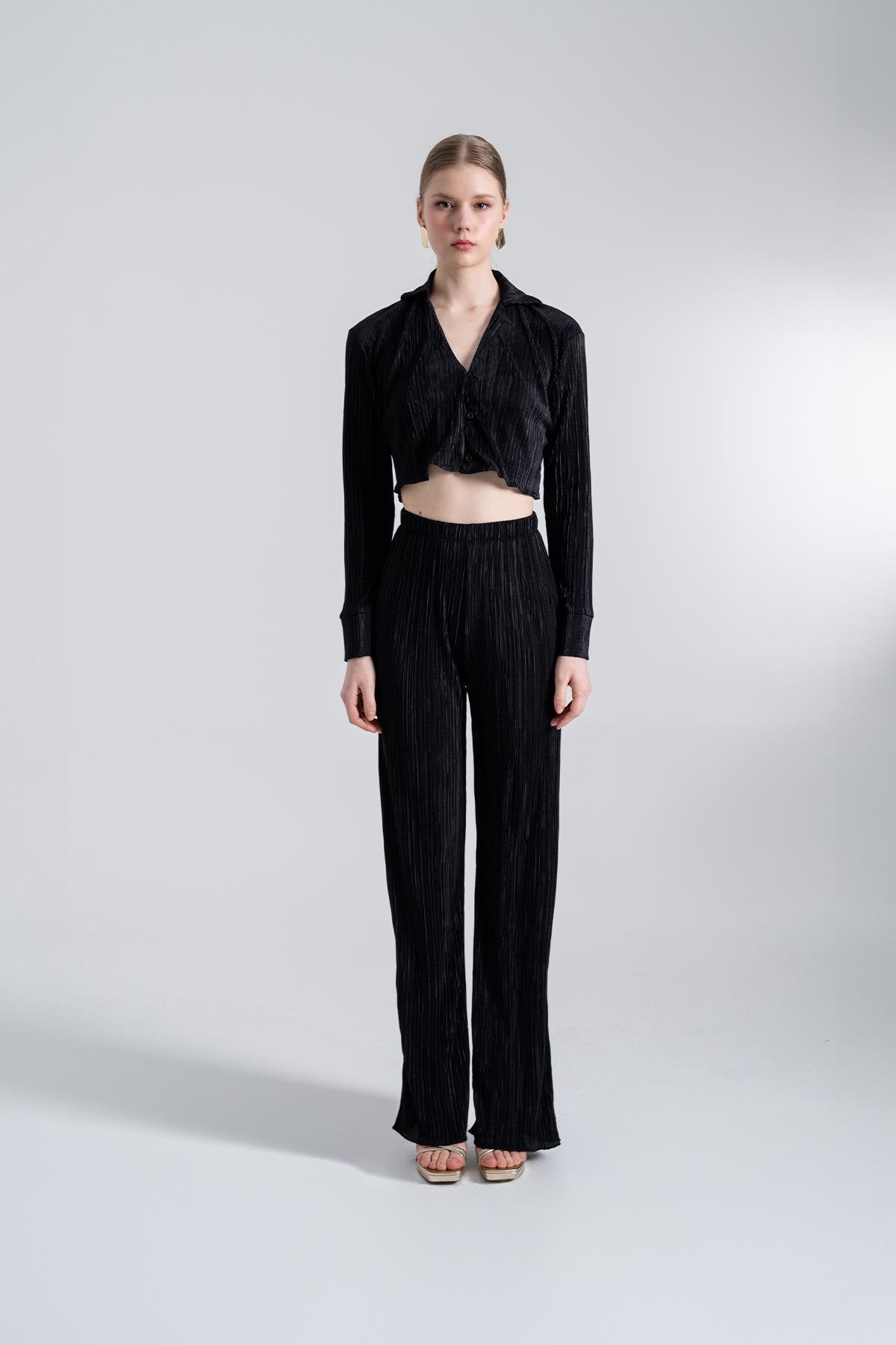 Beli Lastikli Esnek Comfy Pantolon Siyah