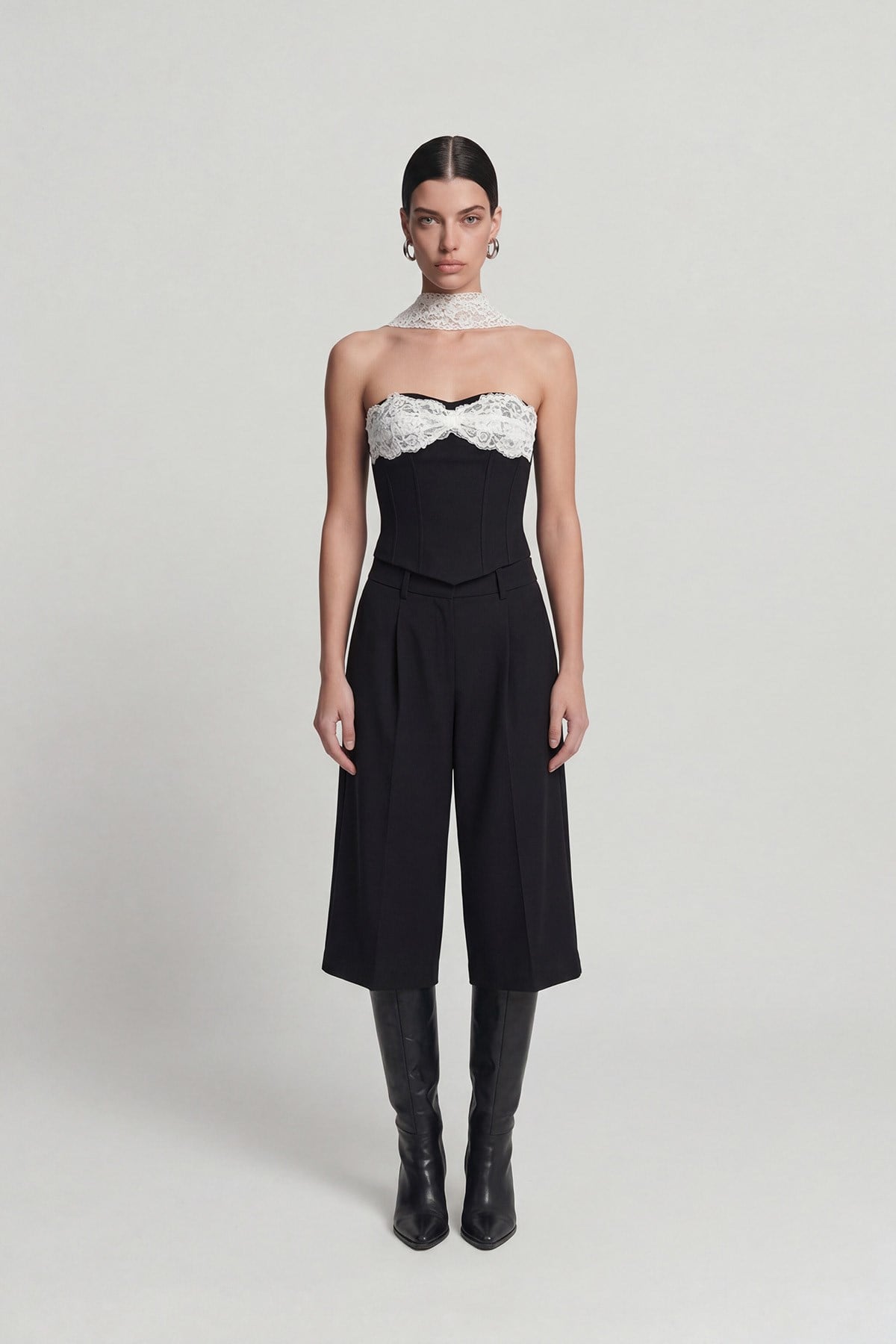 Dantel Şal Detaylı Korse Tayla Büstiyer Siyah